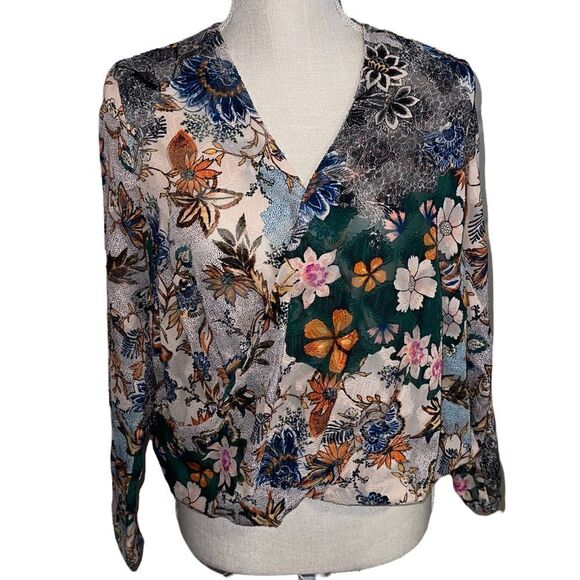 Rachel Rachel Roy Faux Wrap Floral Print Wonderlust Blouse - Picture 2 of 11